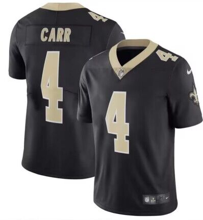 Men's New Orleans Saints #4 Derek Carr Black Vapor Limited Stitched Jersey - Click Image to Close